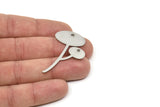 Steel Mushroom Blank, Stainless Steel Mushroom Blanks, Charms, Earrings, Findings (43x27x0.80mm) SMP2392