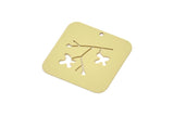 Brass Rectangle Charm, Raw Brass Branch Patterned Rectangle Shaped Charms With 1 Hole, Findings (25x26x0.60mm) SMP2396