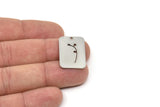 Steel Rectangle Charm, Stainless Steel Branch Patterned Rectangle Shaped Charms With 1 Hole, Findings (25x17x0.80mm) SMP2399