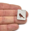 Steel Rectangle Charm, Stainless Steel Bird Charms With 1 Hole, Findings (30x20x0.80mm) SMP2406