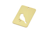 Brass Rectangle Charm, Raw Brass Bird Charms With 1 Hole, Findings (30x20x0.60mm) SMP2406