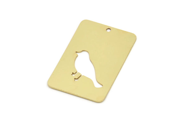 Brass Rectangle Charm, Raw Brass Bird Charms With 1 Hole, Findings (30x20x0.60mm) SMP2406
