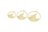 Brass Round Charm, Raw Brass Whale Tail Charms With 1 Loop, Tail Charms, Pendants, Findings (22/27/32x0.60mm) SMP2449