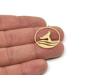 Brass Round Charm, Raw Brass Whale Tail Charms With 1 Loop, Tail Charms, Pendants, Findings (22/27/32x0.60mm) SMP2449