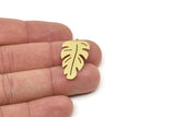 Brass Leaf Charm, Raw Brass Monstera Leaf Charms With 1 Loop, Blanks, Findings (30/40x0.60mm) SMP2452