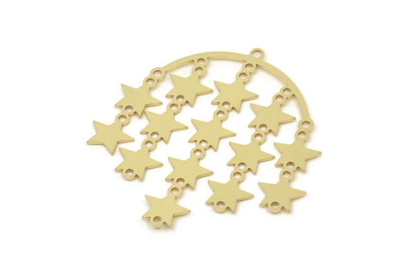 Brass Fringed Charm, Raw Brass Star Fringe Shaped Charm With 1 Loop, Findings (40x38x0.60mm) SMP2472