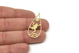 Brass Drop Charm, Raw Brass Frog Patterned Drop Shaped Charms With 1 Loop, Charm Pendants, Star Findings (40x17x0.60mm) SMP2473