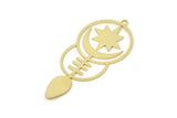 Brass Moon Charm, Raw Brass Crescent Moon And Star Shaped Charms, Findings (42x19x0.60mm) SMP2474