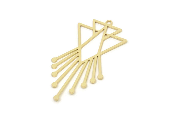 Brass Triangle Charm, Raw Brass Triangle Shaped Charms With 1 Loop, Findings, Fringed Charms (40x20x0.60mm) SMP2478