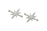 Steel Pole Star Charm, Stainless Steel, Steel Pendants, Stainless Steel Pole Star Charms With 2 Loops (26x23x0.80mm) A5535