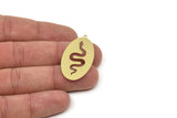 Brass Oval Charm, Raw Brass Snake Patterned Oval Shaped Charms With 1 Loop, Findings (37x21x0.60mm) SMP2479