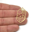 Brass Oval Charm, Raw Brass Landscape Patterned Oval Shaped Charms With 1 Loop, Sun Charms, Crescent Moon Findings (42x19.5x0.60mm) SMP2484