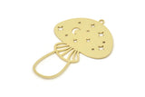 Brass Mushroom Charm, Raw Brass Mushroom Charms With 1 Loop, Moon And Star Pattern Charm, Earring Findings (40x29x0.60mm) SMP2486