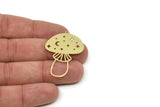 Brass Mushroom Charm, Raw Brass Mushroom Charms With 1 Loop, Moon And Star Pattern Charm, Earring Findings (40x29x0.60mm) SMP2486