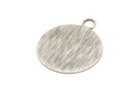 Silver Round Tag, 4 Antique Silver Plated Brass Textured Round Stamping Blanks With 1 Loop, Pendants, Findings (30x25x0,80mm) D0705
