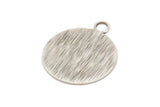 Silver Round Tag, 4 Antique Silver Plated Brass Textured Round Stamping Blanks With 1 Loop, Pendants, Findings (30x25x0,80mm) D0705