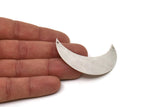 Crescent Wall Art, 2 Antique Silver Plated Brass Crescent Moon Wall Hanging Decor with 2 Holes (55x20x0.60mm) H0172