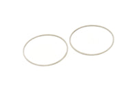 45mm Circle Connectors - 12 Antique Silver Plated Brass Circle Connectors (45x0.8mm) Bs 1190