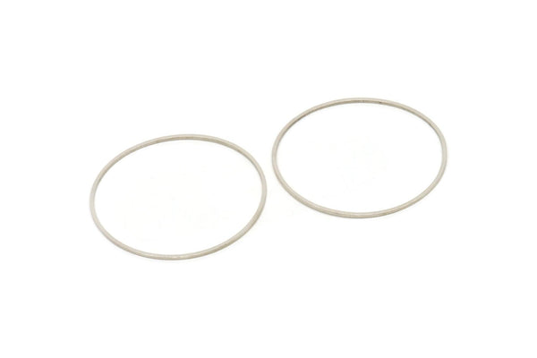 45mm Circle Connectors - 12 Antique Silver Plated Brass Circle Connectors (45x0.8mm) Bs 1190