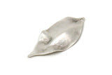 Silver Leaf Charm, 6 Antique Silver Plated Brass Leaf Charms With 1 Hole, Earrings (35x16x0.40mm) D0572