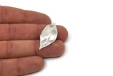 Silver Leaf Charm, 6 Antique Silver Plated Brass Leaf Charms With 1 Hole, Earrings (35x16x0.40mm) D0572