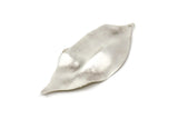 Silver Leaf Charm, 4 Antique Silver Plated Brass Leaf Charms With 1 Hole, Earrings, Findings, Pendants (53x23x0.40mm) D0770