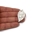 Silver Leaf Charm, 4 Antique Silver Plated Brass Leaf Charms With 1 Hole, Earrings, Findings, Pendants (53x23x0.40mm) D0770