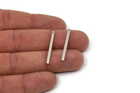 Silver Bar Charm, 12 Silver Tone Brass Bar Charms With 1 Hole, Earrings, Findings (30x2x1mm) Bs-1197--A0859