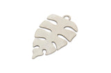 Silver Monstera Charm, 24 Antique Silver Plated Brass Monstera Leaf Charms With 1 Loop, Findings (22x13x0.30mm) D1662