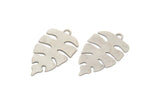 Silver Monstera Charm, 24 Antique Silver Plated Brass Monstera Leaf Charms With 1 Loop, Findings (22x13x0.30mm) D1662