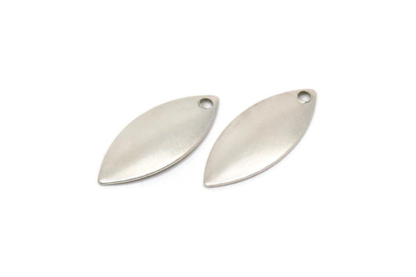 Silver Marquise Charm, 50 Antique Silver Plated Brass Marquise Charms, Findings (16mm) Brs 28 A0127