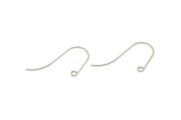 Silver Earring Wires, 24 Antique Silver Plated Brass Earring Wires With 1 Loop (33x13x0.8mm) BS 2091