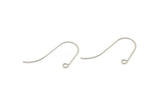 Silver Earring Wires, 24 Antique Silver Plated Brass Earring Wires With 1 Loop (33x13x0.8mm) BS 2091