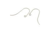 Silver Earring Wires, 24 Antique Silver Plated Brass Earring Wires With 1 Loop (33x13x0.8mm) BS 2091
