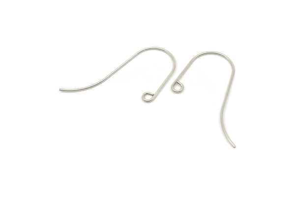 Silver Earring Wires, 24 Antique Silver Plated Brass Earring Wires With 1 Loop (33x13x0.8mm) BS 2091