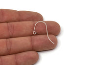 Silver Earring Wires, 24 Antique Silver Plated Brass Earring Wires With 1 Loop (33x13x0.8mm) BS 2091