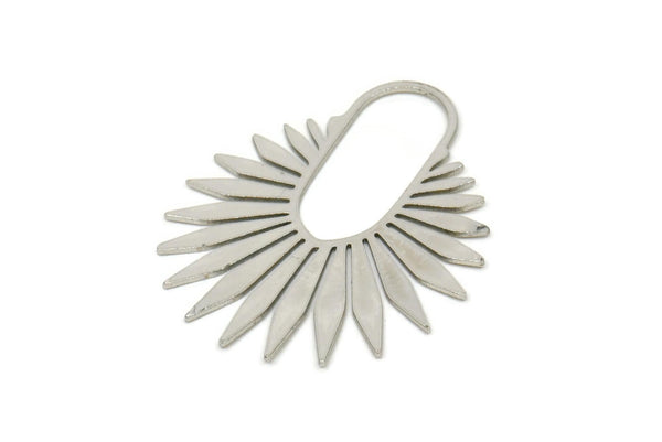 Silver Sun Charm, 2 Silver Tone Sun Charms, Rising Sun Charms, Findings (35x30x0.60mm) SMP2203 Y027