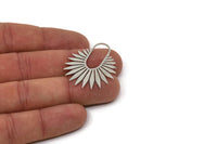 Silver Sun Charm, 2 Silver Tone Sun Charms, Rising Sun Charms, Findings (35x30x0.60mm) SMP2203 Y027