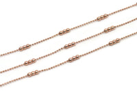 Rose Gold Ball Chain, 1 Meter Rose Gold Plated Brass Faceted Ball Chain (1.4mm / 3.5mm) Z187 BS1013
