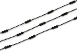 Black Ball Chain, 1 Meter Oxidized Black Brass Faceted Ball Chain (1.4mm / 3.5mm) Z187 BS1060