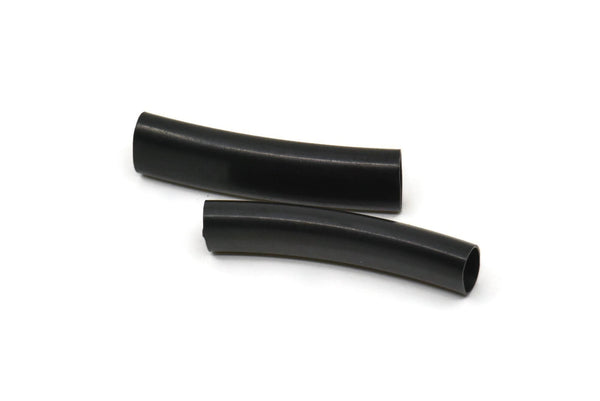 Black Oval Tube, 8 Oxidized Black Brass Oval Tubes, Beads  (29x7.3x4.5mm) Sq32 BRC290 S1218