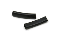 Black Oval Tube, 8 Oxidized Black Brass Oval Tubes, Beads  (29x7.3x4.5mm) Sq32 BRC290 S1218