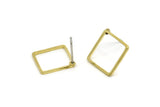 Brass Square Earring, 12 Raw Brass Square Stud Earrings (12mm) Bs-1117 A5928