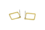 Brass Square Earring, 12 Raw Brass Square Stud Earrings (12mm) Bs-1117 A5928