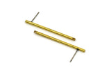 Brass Stick Earring, 6 Raw Brass Stick Stud Earrings With 1 Hole (2x40mm) D1556