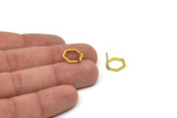 Brass Hexagon Earring, 12 Raw Brass Hexagon Stud Earrings (12x1.5mm) D1543