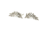 Silver Leaf Earring, 8 Antique Silver Plated Brass Branch Shaped Stud Earrings, Findings (22x10x0.60mm) A3026