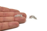 Silver Leaf Earring, 8 Antique Silver Plated Brass Branch Shaped Stud Earrings, Findings (22x10x0.60mm) A3026