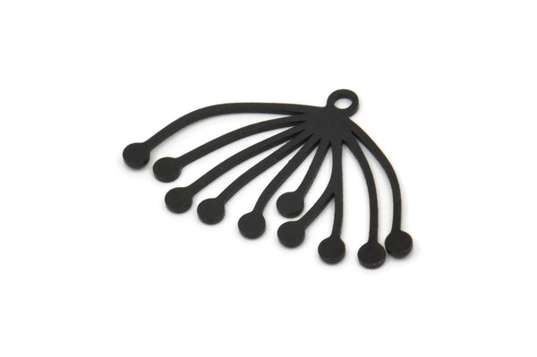 Siyah Karahindiba Tılsımı, 1 Döngülü 12 Oksitlenmiş Siyah Pirinç Taraxacum Tılsımı (24x16x0,60 mm) A3160