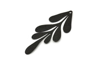Siyah Yaprak Charm, 1 Delikli 4 Oksitlenmiş Siyah Pirinç Dokulu Yaprak Charm Küpe, Bulgular (62x26x0,60 mm) D0680 Q0926